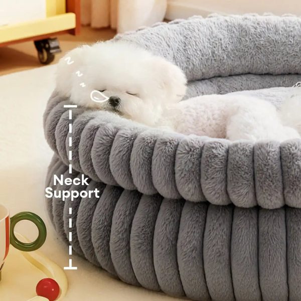 round plush comfort dog bed with raised sides 16
