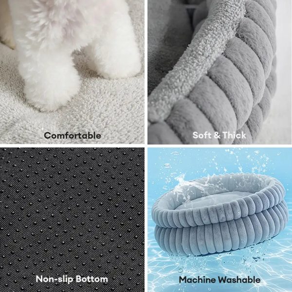 round plush comfort dog bed with raised sides 18