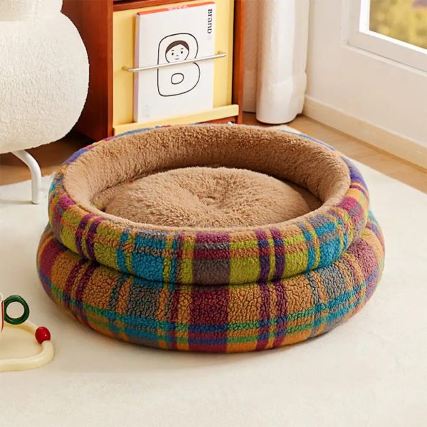 round plush comfort dog bed with raised sides 20