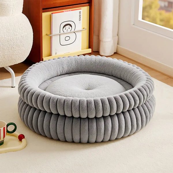 round plush comfort dog bed with raised sides 21
