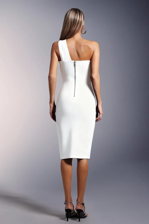 sabina one shoulder bandage white midi dress 16