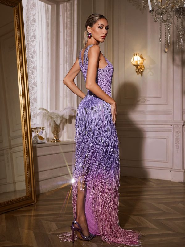 saelyvira fringe rhinestone maxi dress in purple 16