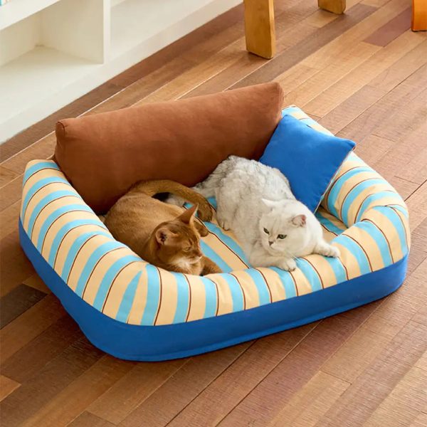 trendy striped cozy orthopedic dog sofa bed 14
