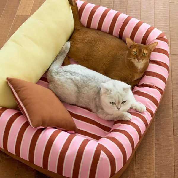 trendy striped cozy orthopedic dog sofa bed 16