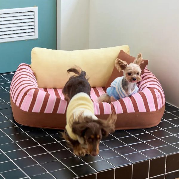trendy striped cozy orthopedic dog sofa bed 17