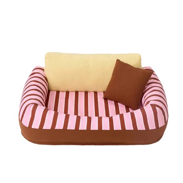trendy striped cozy orthopedic dog sofa bed 23