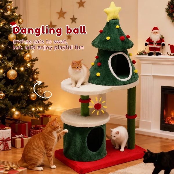 48.4 luxury modern christmas cat tree with cozy houses 13