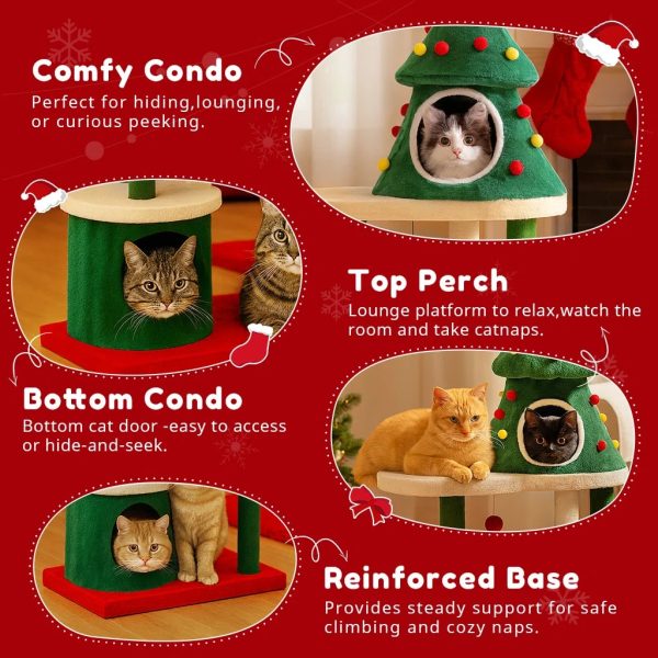 48.4 luxury modern christmas cat tree with cozy houses 15