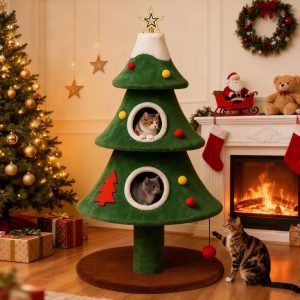52 luxury modern christmas cat tree with 2 cozy houses 11