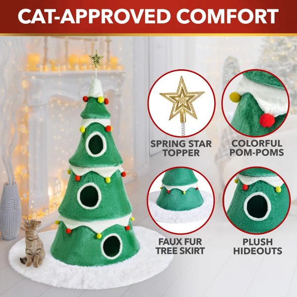 56 christmas cat tree with condos & tree skirt 12