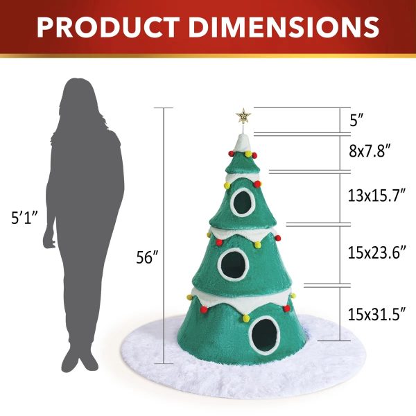 56 christmas cat tree with condos & tree skirt 16