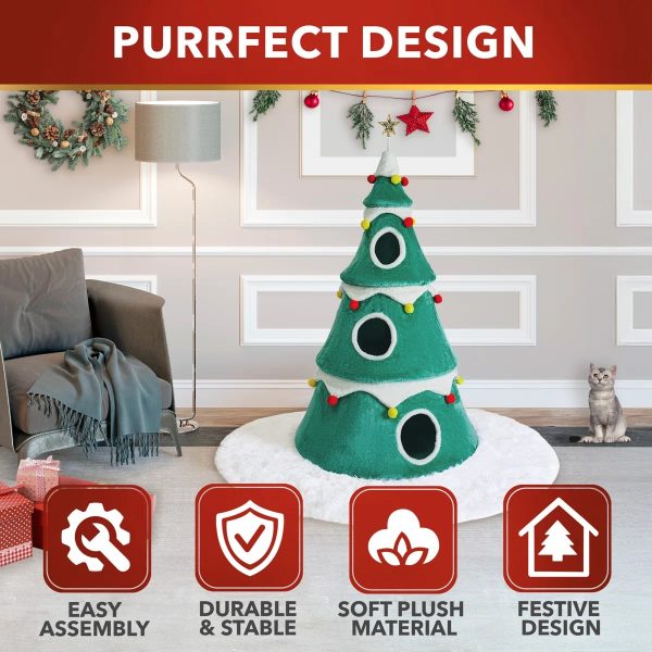 56 christmas cat tree with condos & tree skirt 18