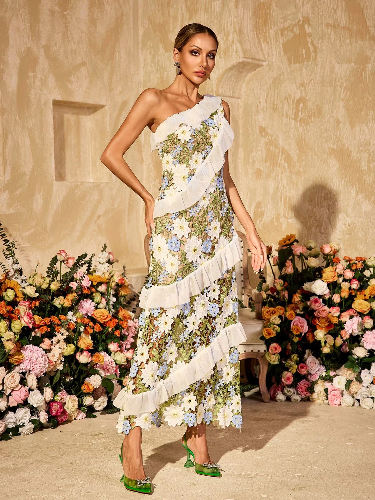 aliona one shoulder flower embroidered maxi dress 11