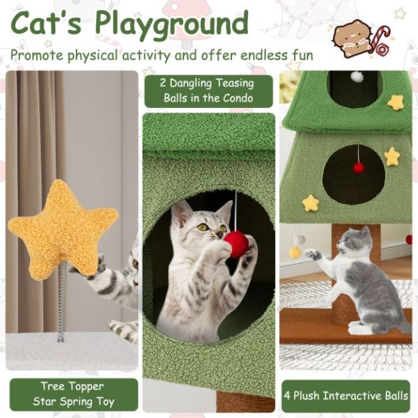 christmas cat tree with 3 condos & sisal scratching post 14