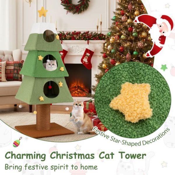 christmas cat tree with 3 condos & sisal scratching post 18