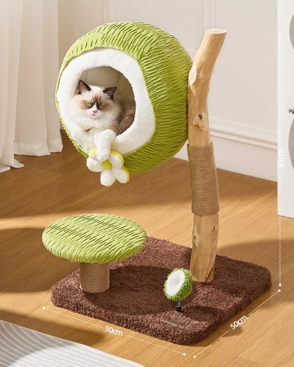 coconut green solid wood mini cat tree 16