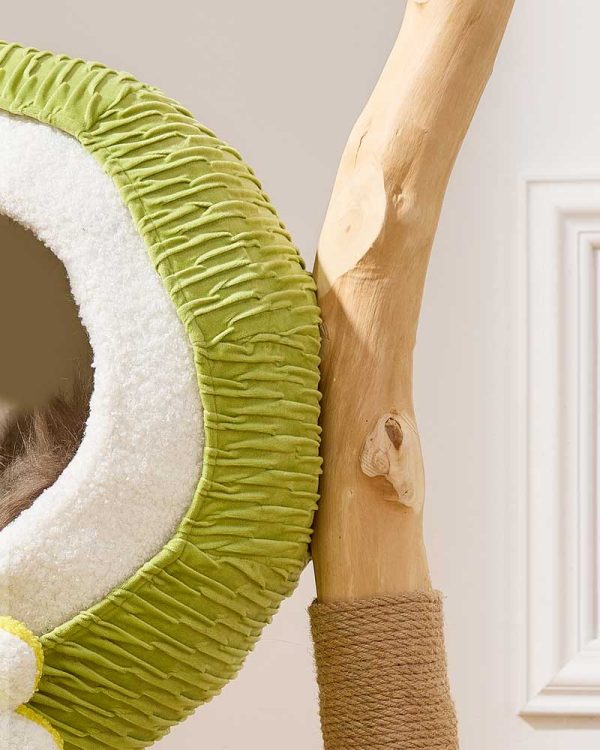 coconut green solid wood mini cat tree 17