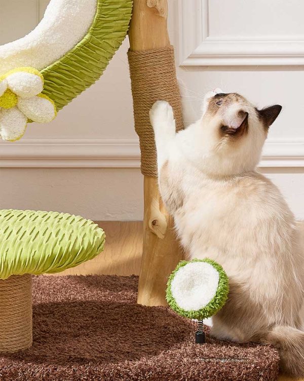 coconut green solid wood mini cat tree 18