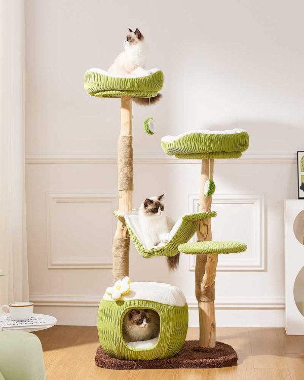 coconut green solid wood mini cat tree 20