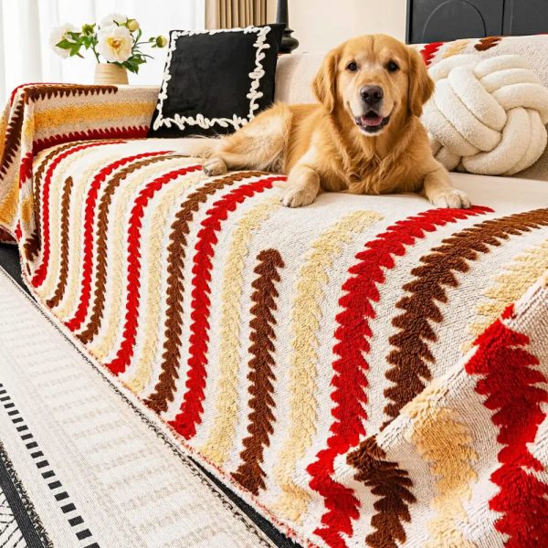 colorful color blocked plush couch cover 12
