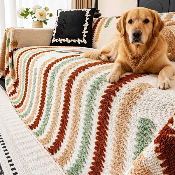 colorful color blocked plush couch cover 13