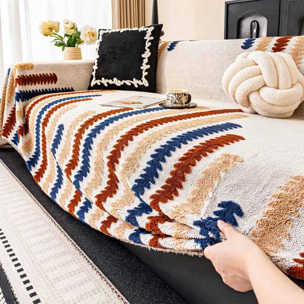 colorful color blocked plush couch cover 14