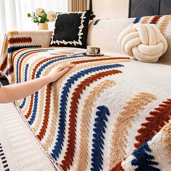 colorful color blocked plush couch cover 15