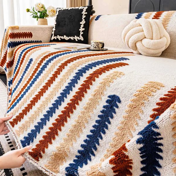 colorful color blocked plush couch cover 16