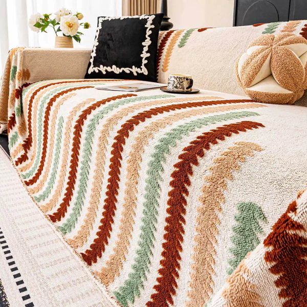 colorful color blocked plush couch cover 17