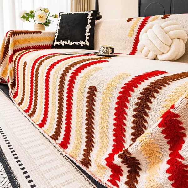 colorful color blocked plush couch cover 18
