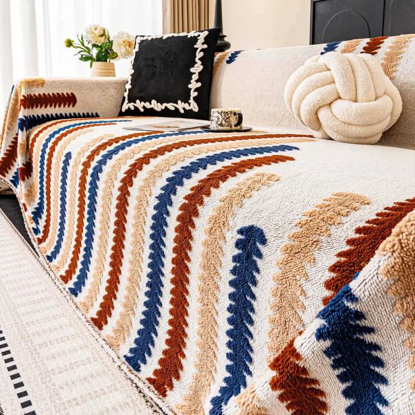 colorful color blocked plush couch cover 19