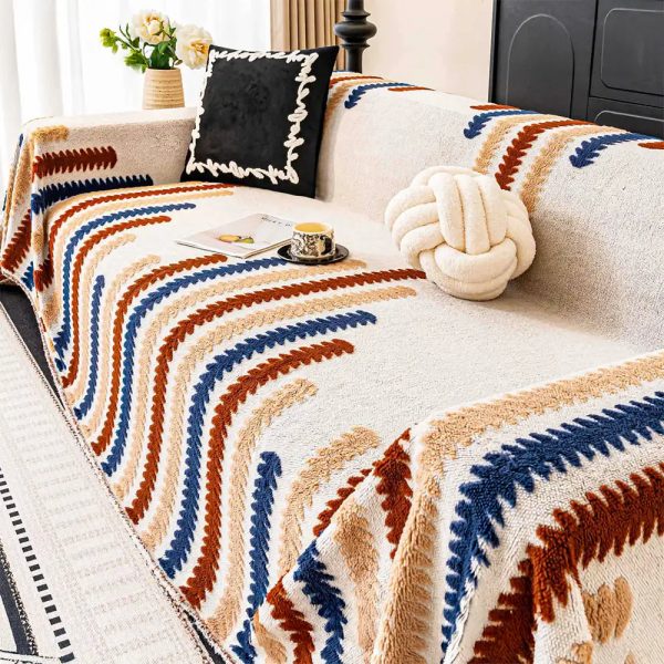 colorful color blocked plush couch cover 20