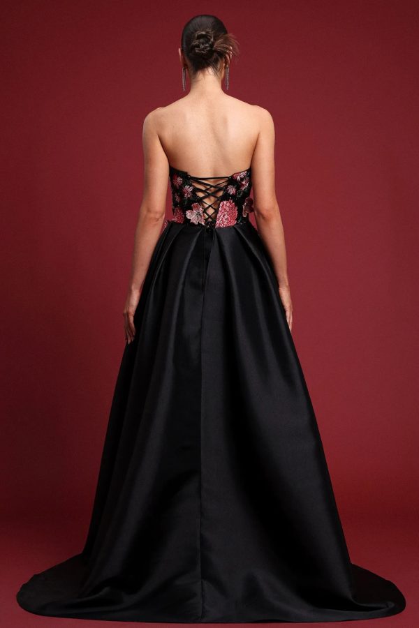 doris elegant embroidered strapless floral sequin maxi dress 16