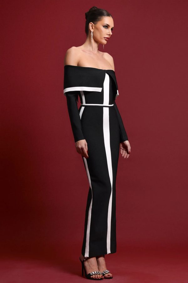 eindride off shoulder bandage maxi dress 20