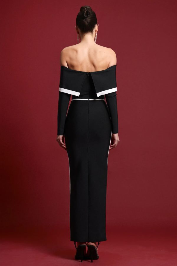 eindride off shoulder bandage maxi dress 22