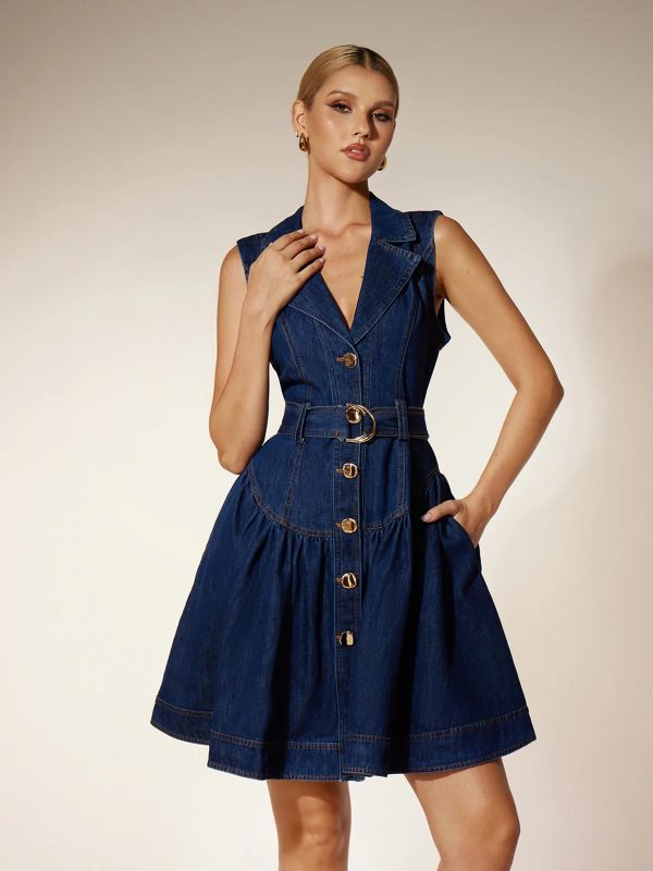 ekavali v neck denim mini dress 15