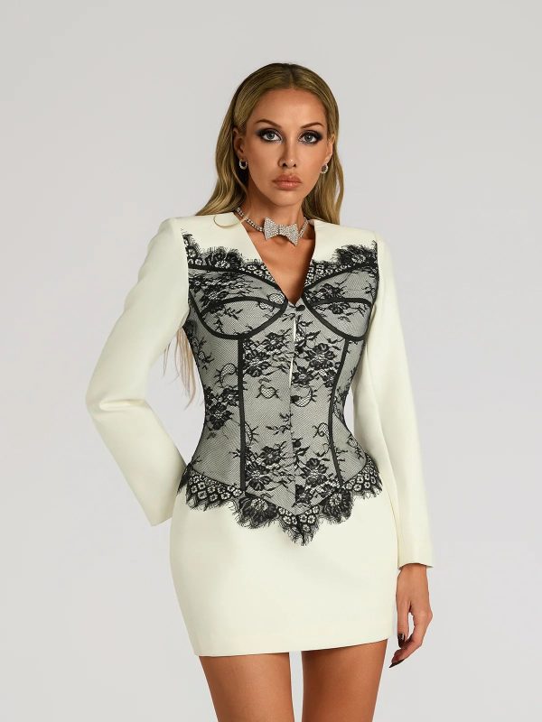 faro v neck lace mini dress 13