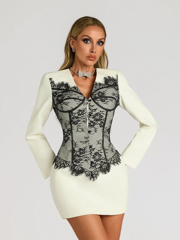 faro v neck lace mini dress 14