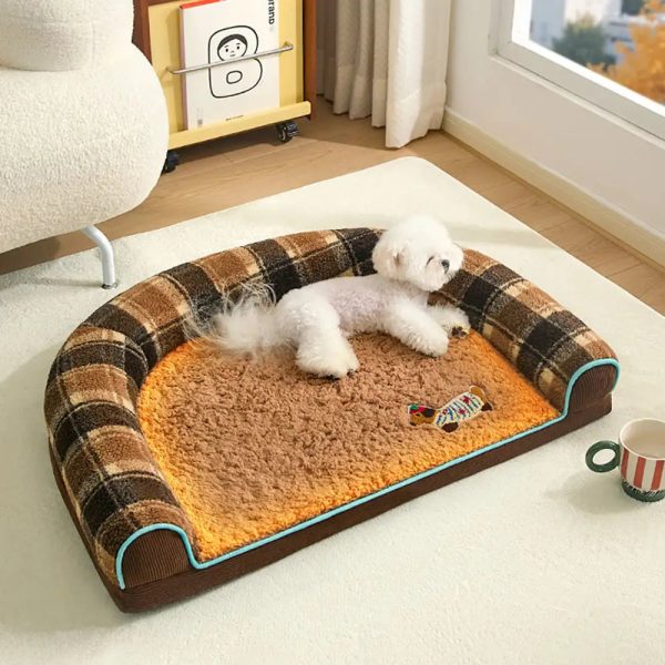 faux lambswool u shaped removable washable orthopedic pet bed 12