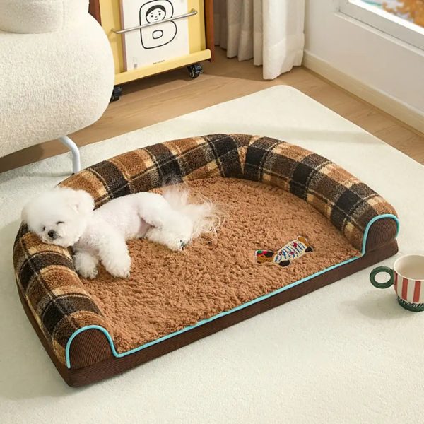 faux lambswool u shaped removable washable orthopedic pet bed 13
