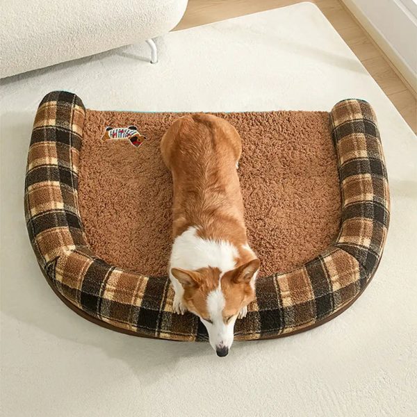 faux lambswool u shaped removable washable orthopedic pet bed 14