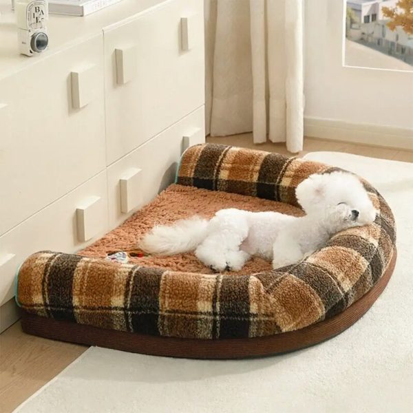 faux lambswool u shaped removable washable orthopedic pet bed 15
