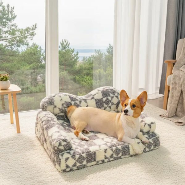 geometric pattern plush thermal removable & washable dog bed 15