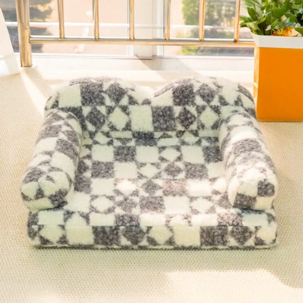 geometric pattern plush thermal removable & washable dog bed 17