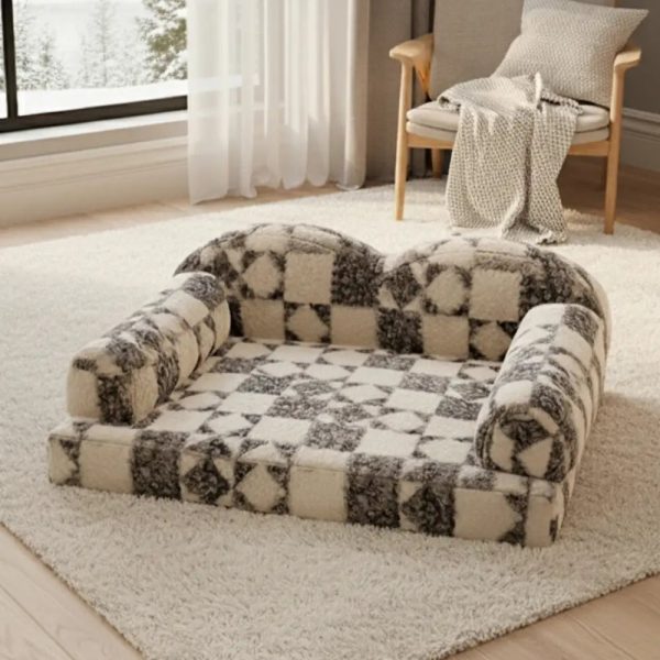 geometric pattern plush thermal removable & washable dog bed 18