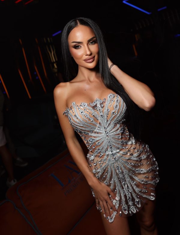 implantor strapless mesh rhinestone mini dress 26