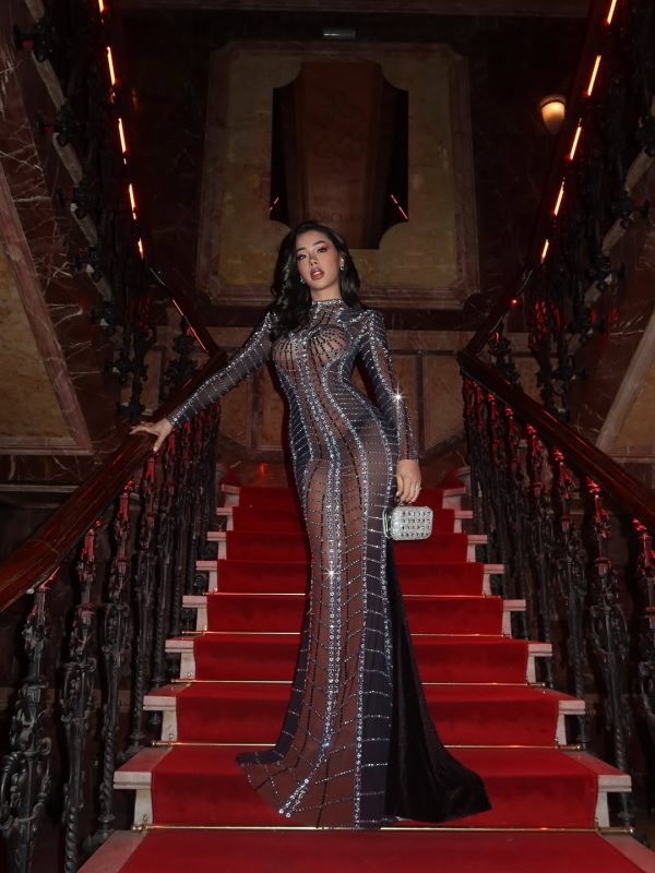 jaeldrin crystal rhinestone mermaid maxi dress 35