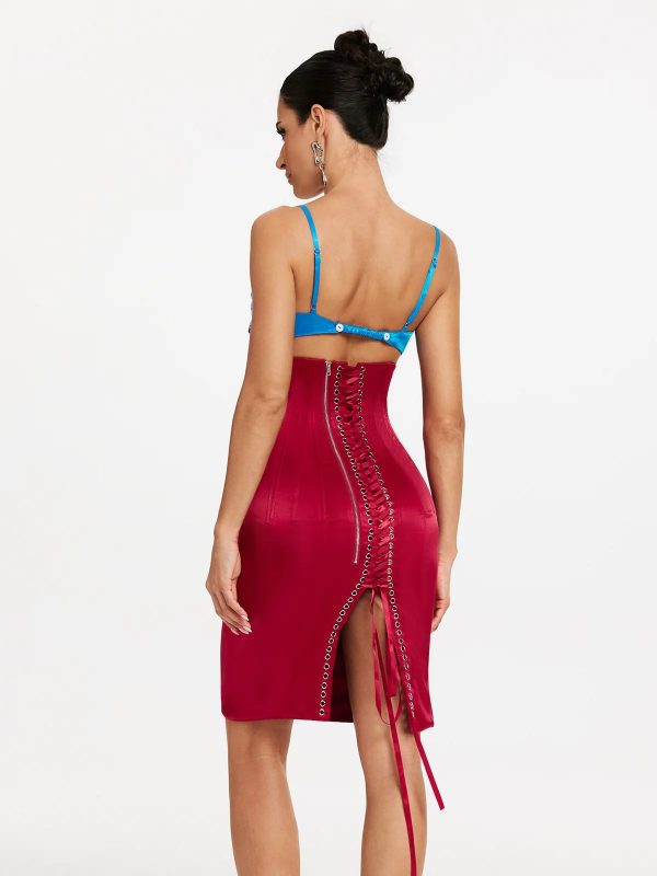 makala spaghetti flower satin skirt set 16