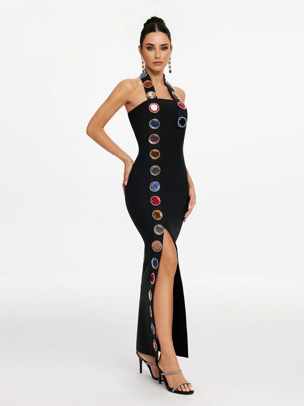 maksim halterneck diamond split bandage dress 14