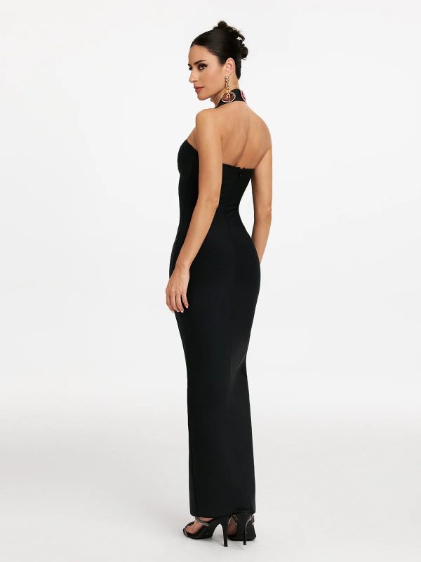 maksim halterneck diamond split bandage dress 16